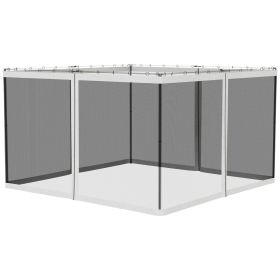 Outsunny 10' X 12' Replacement Mesh Sidewall Netting For Patio Gazebos And Canopy Tents With Zippers (Color: White)